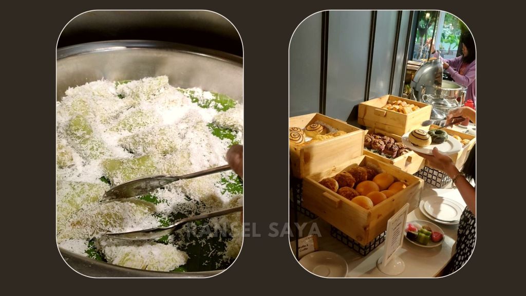 Kue Lopis Grand Zuri Signature, bakery dan patisserie, tersedia selai untuk olesan, waffle dan es krim, marshmallow dan chocolate fountain