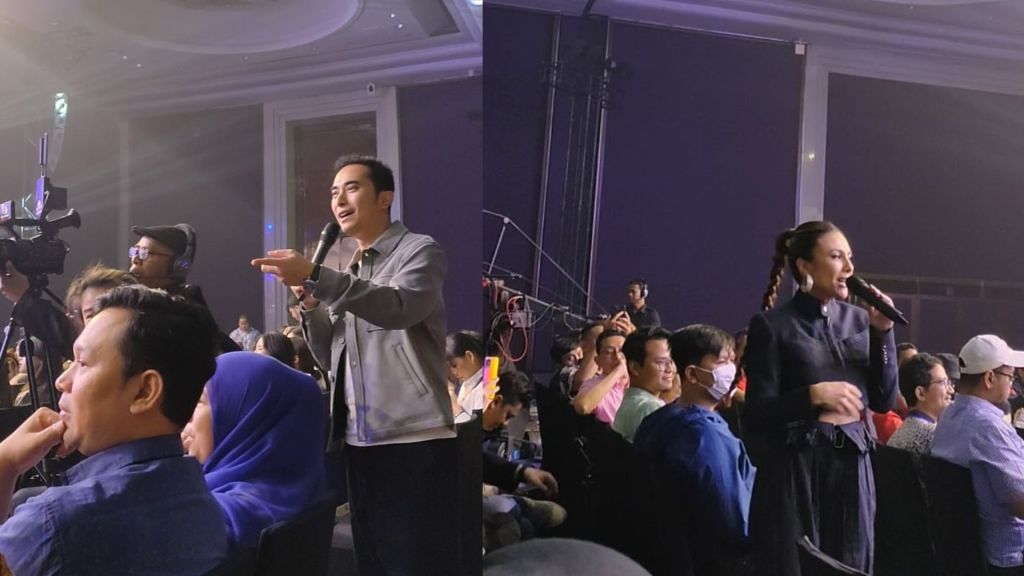 Winky Wiryawan dan Wulan Guritno saat mencari anggota tim untuk ikut fun games launching Zenbook DUO (UX8406)