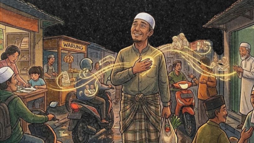 Ilustrasi perjalanan kehidupan tentang belajar menerima kehidupan yang telah Allah tetapkan, menemukan syukur dalam setiap takdir, dan menjadikan kehidupan sehari-hari sebagai madrasah untuk mendekat kepada-Nya.