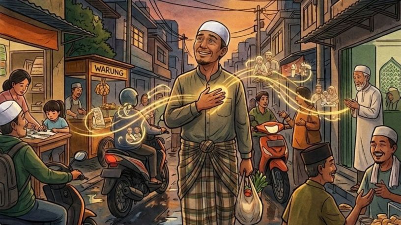 Ilustrasi perjalanan kehidupan tentang belajar menerima kehidupan yang telah Allah tetapkan, menemukan syukur dalam setiap takdir, dan menjadikan kehidupan sehari-hari sebagai madrasah untuk mendekat kepada-Nya.