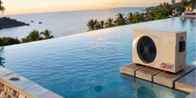 Mesin pemanas kolam renang dengan teknologi heat pump water heater Elterra membantu menjaga suhu air agar lebih nyaman digunakan.